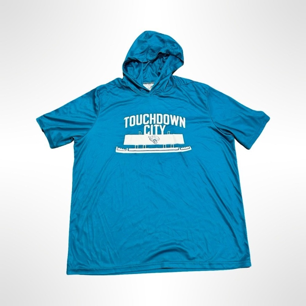 Touchdown City Jacksonville Jaguars NFL Short Sleeve Hoodie Men's XL Teal Blue